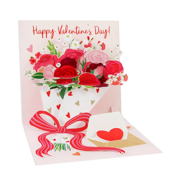 Valentine's Day Bouquet Pop-Up Card for wholesale by Up With Paper