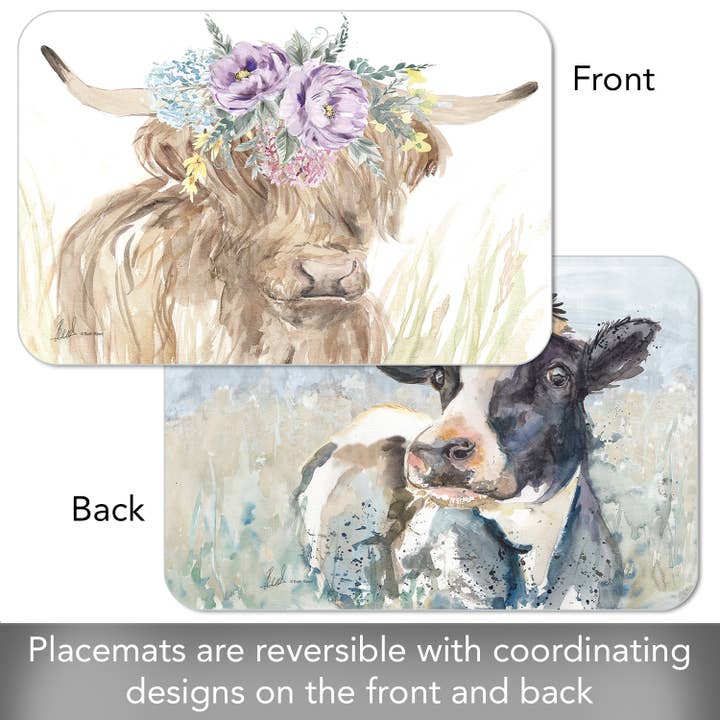 CounterArt/Highland Home/Thirstystone – Individuais por atacado – Placemat Reversível Retangular de Plástico “Home On The Range”2