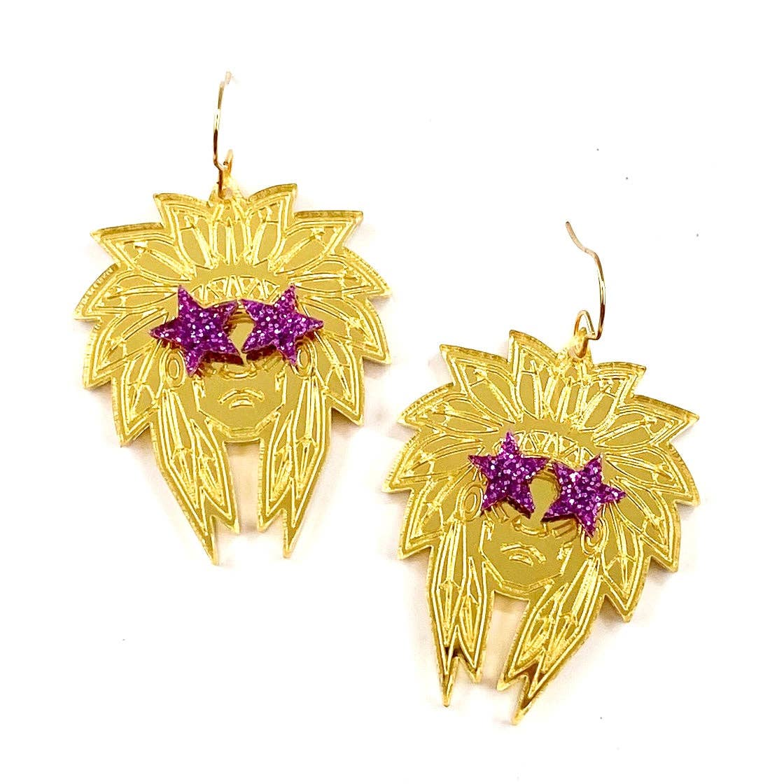 Doohickies - Wholesale Dangle Earrings - 2" Fan Glam Mascot Dangles: INDIANS - Custom Spirit Earrings1