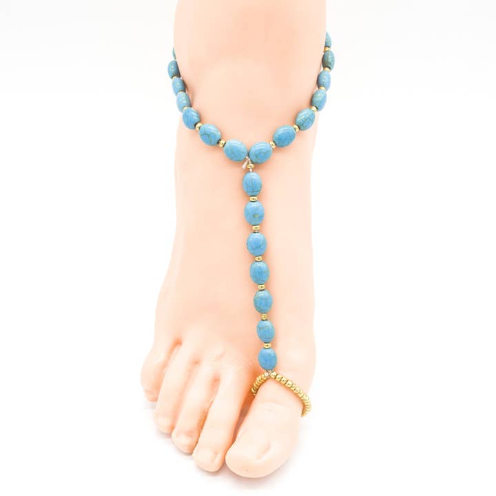Blue Turquoise Bead Anklet AK0026 for wholesale on Faire5