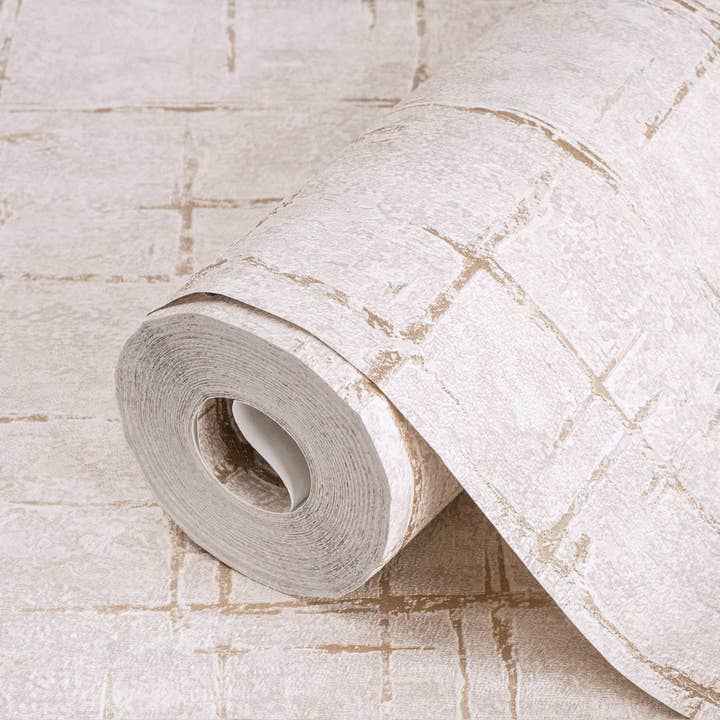 Light Beige Abstract Metallic Lines Wallpaper, 3D Deep Embosed Silver Gold Rustic Geometric Interior Decor for wholesale by Walloro Luxury Embossed Wallpaper