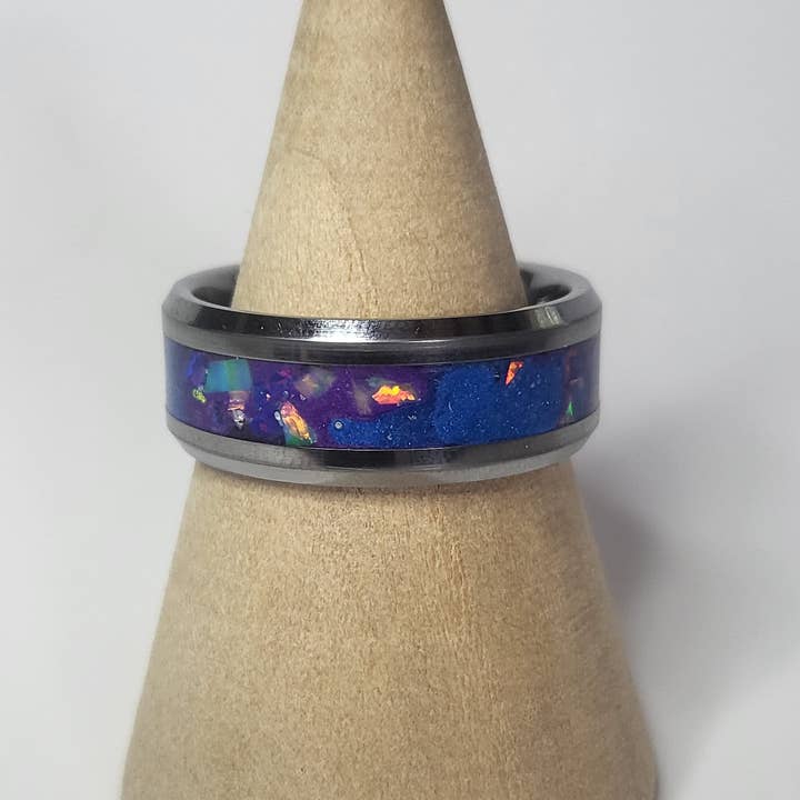 Tungsten Ring White & Cyan Opal UV Glow Powder for wholesale by Natural Evolution Design