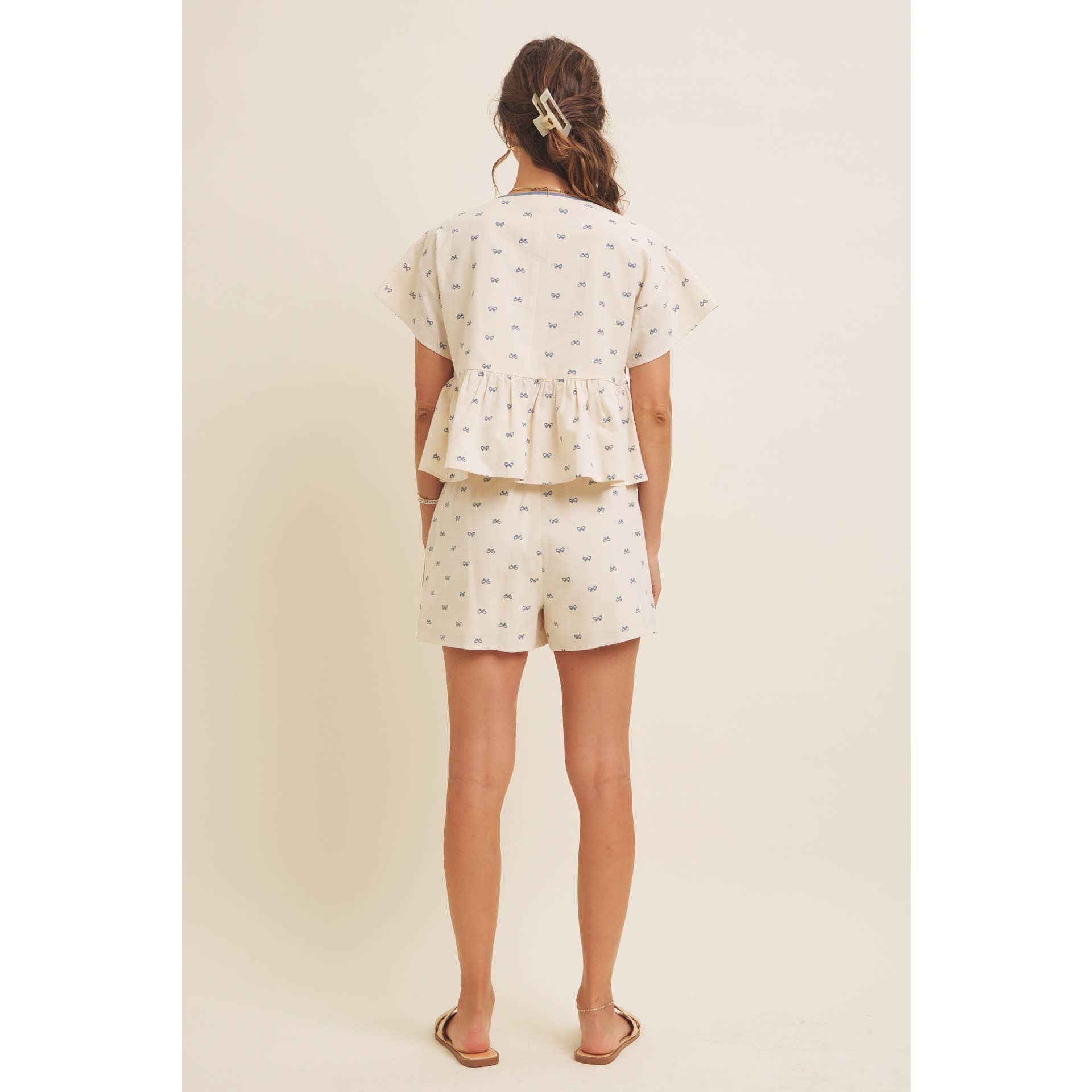 in february - Wholesale Blouse - Women's - SUNNY DAYS BOW PRINT BABYDOLL BLOUSE WITH CONTRAST BINDING9