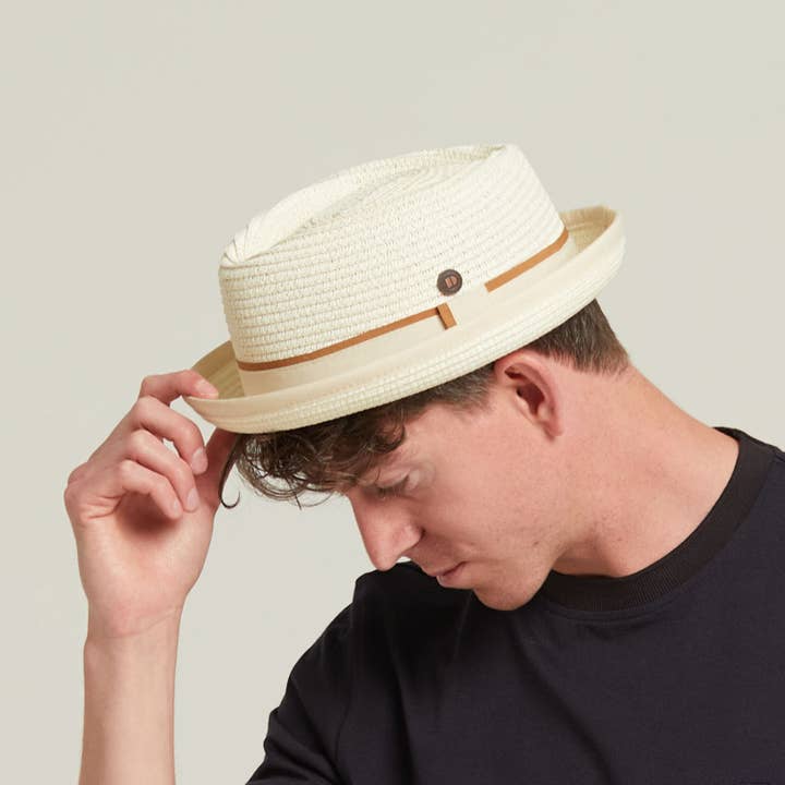 Durban Summer Porkpie Hat - Bone for wholesale by Dasmarca Hats