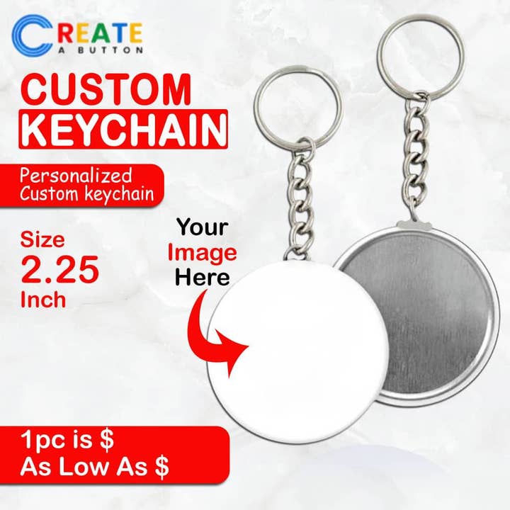 2.25 Inch Custom Keychains | Create-A-Button for wholesale by Create-A-Button
