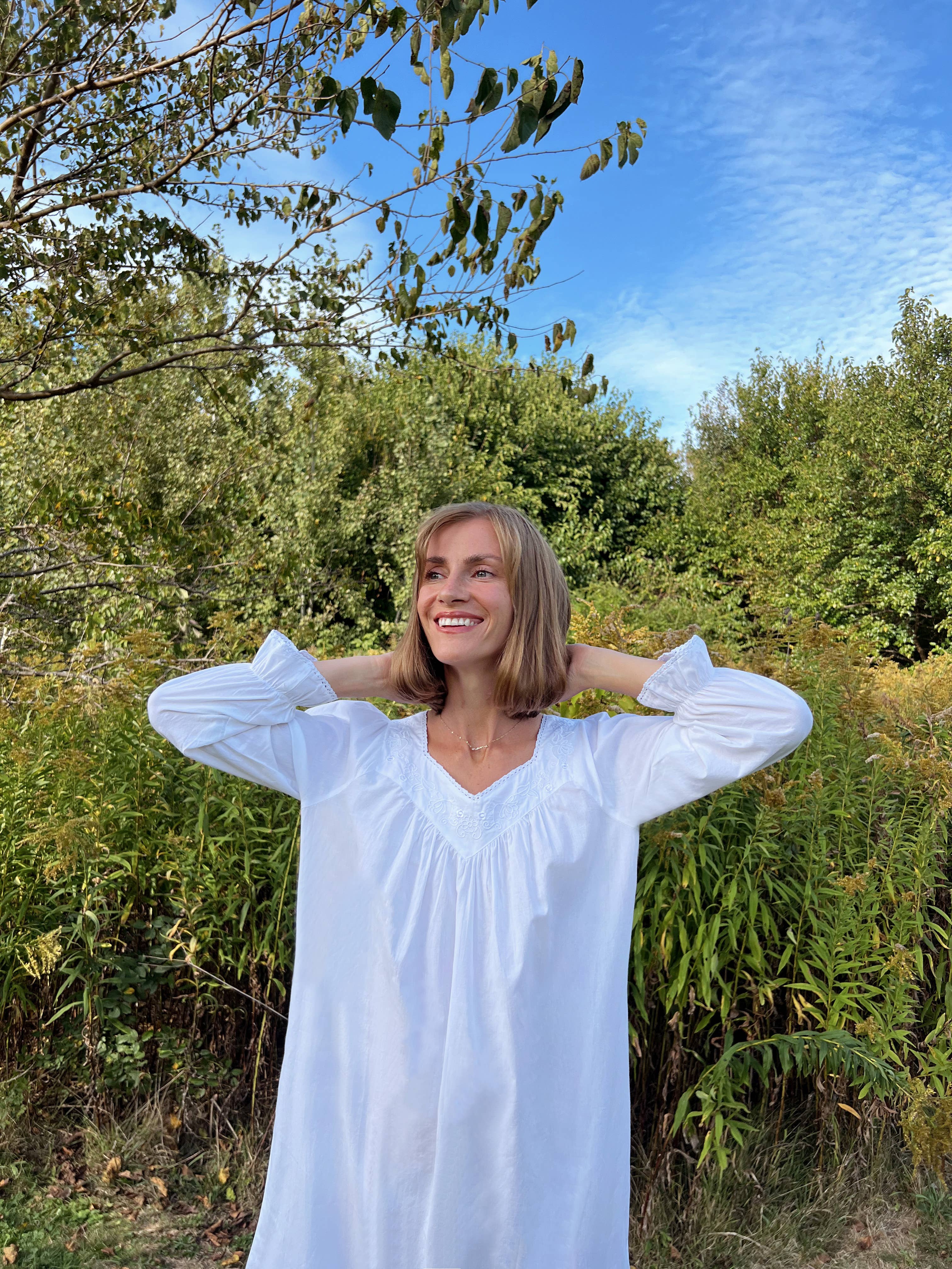 Jacaranda Living - Wholesale Nightgown - Women's - Adelaide White Cotton Nightgown11