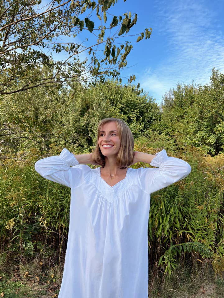 Jacaranda Living - Wholesale Nightgown - Women's - Adelaide White Cotton Nightgown11