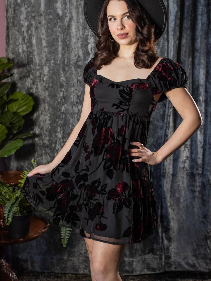 Reagan - Romantic Floral Babydoll Dress - Pre-Order for wholesale by Witchwood Bags