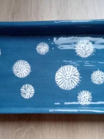 Rechthoekig Keramisch Bord, Uniek Handgeschilderd Decor voor wholesale door Poterie Art Déco