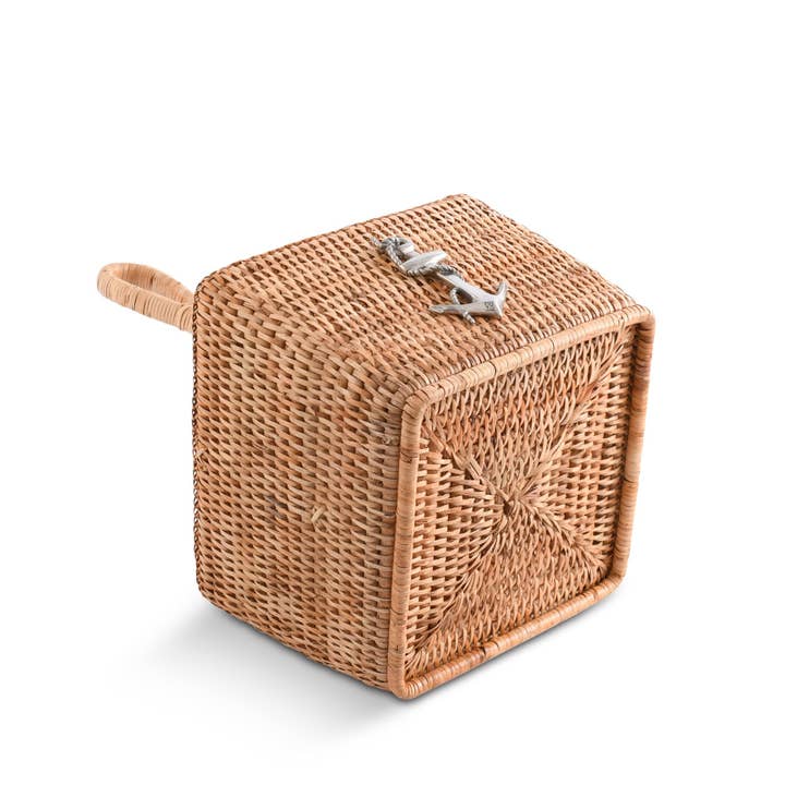 Vagabond House - Wholesale Flatware Caddy - Anchor Hand Woven Wicker Rattan Flatware Caddy