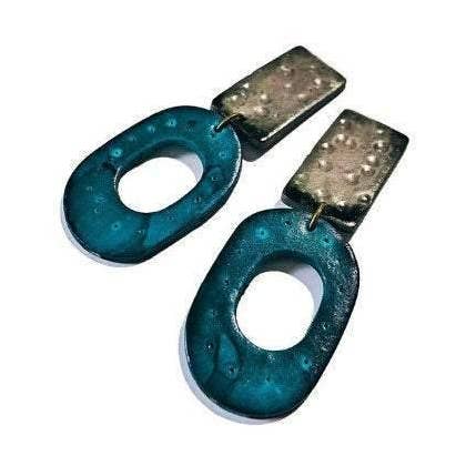 Large Purple & Turquoise Earrings- "Lupa" for wholesale by Sassy Sacha Jewelry