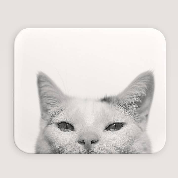 Cat 2 (White) Mousepad for wholesale by Perkie Prints