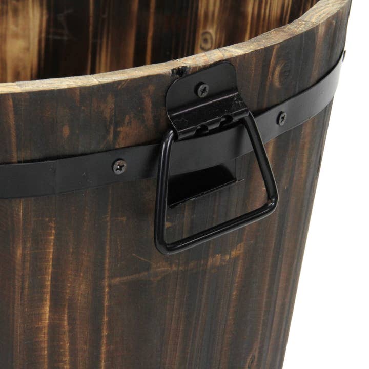 Cheungs Home Decor - Vente Pot - Seau décoratif en bois marron foncé Mariva avec accents et poignées en métal26