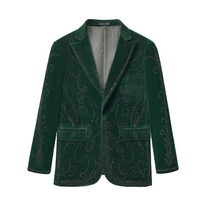 Valent Velvet Blazer-GREEN for wholesale by BAROCCO