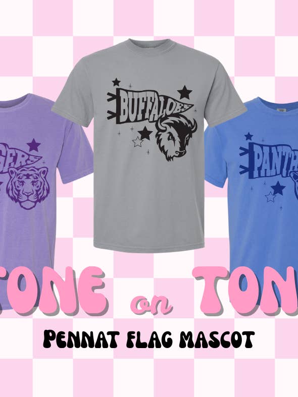 Tone on Tone Pennat Flag Mascot Game Day Team Tee for wholesale by Truelove Apparel