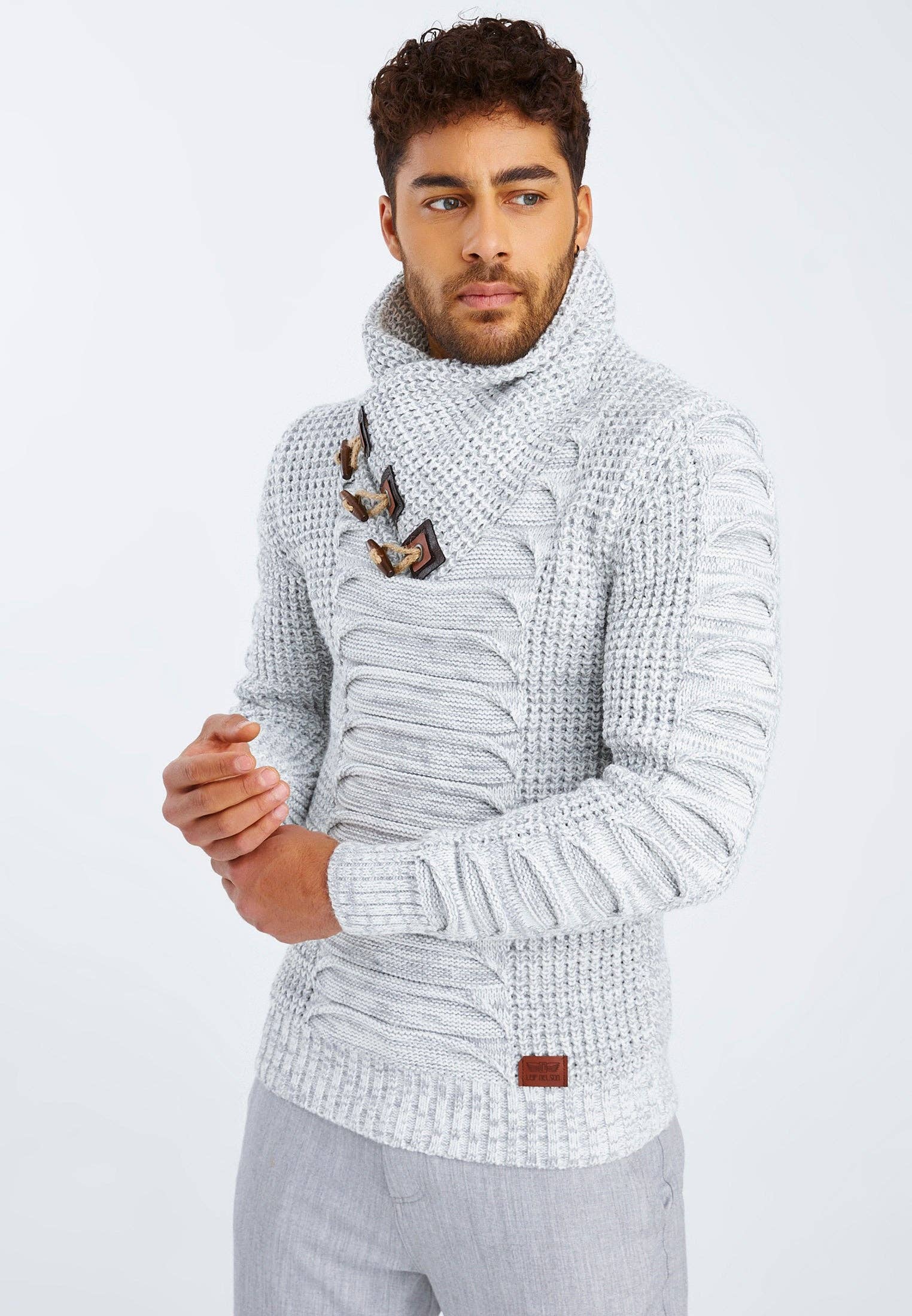 Leif Nelson GmbH - Wholesale Knit Sweater - Men's - Men's Knit Sweater Chunky Knit Shawl Collar LN-557540