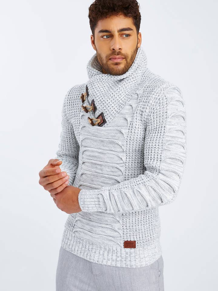 Leif Nelson GmbH - Wholesale Knit Sweater - Men's - Men's Knit Sweater Chunky Knit Shawl Collar LN-557540