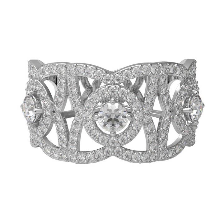 Ring 1.8Ctw Round Moissanite 925 Silver Cluster Ring for wholesale by Star Joya