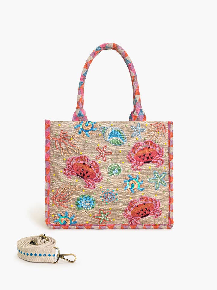 Crab Shell Embelished Tote for wholesale by America & Beyond
