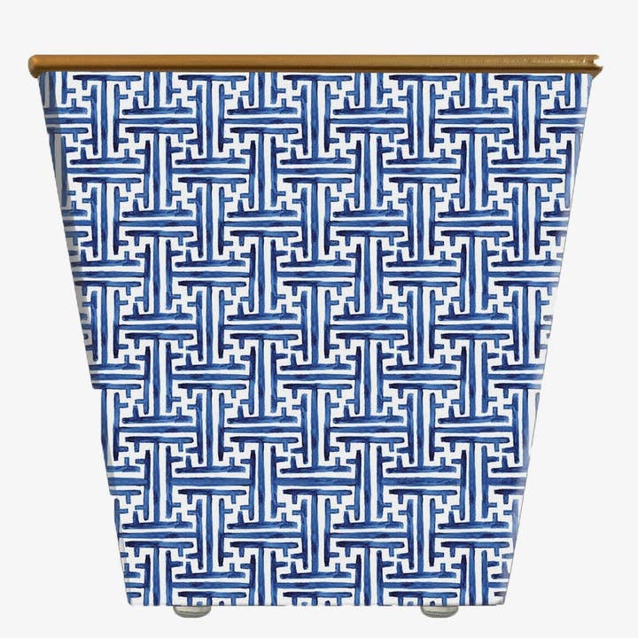 Mini WHH Navy Basketweave Cachepot Candle for wholesale by Hedge Farm Candles and Containers