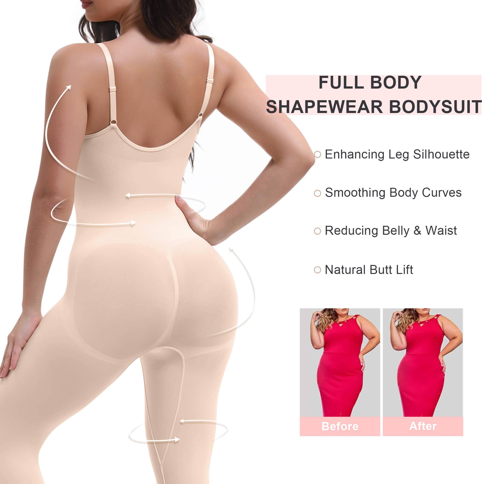 SHAPERX - Wholesale Lingerie Bodysuit - Women's - SHAPERX 3-in-1 Seamless Full Body Compression Legging Bodysuit10
