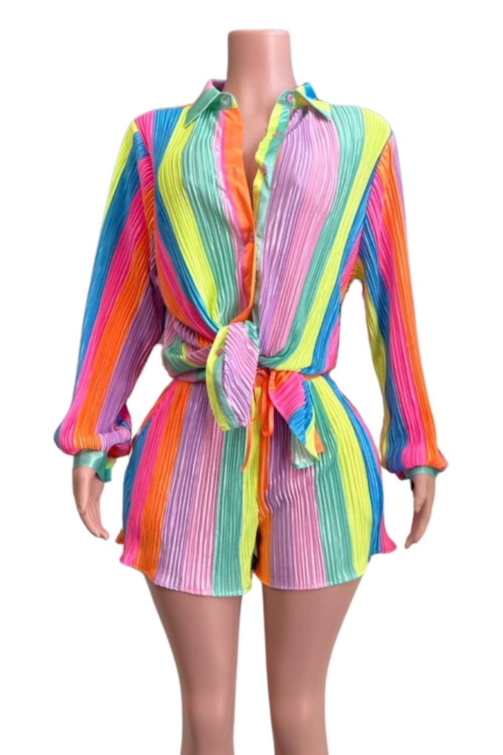 MULTI NC2032A Rainbow Pleated Two-Piece Set for wholesale on Faire1