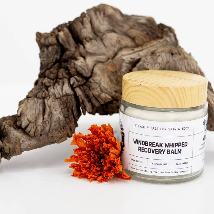 Baume de récupération au suif fouetté coupe-vent pour la vente par The Lone Tree Tallow Co.