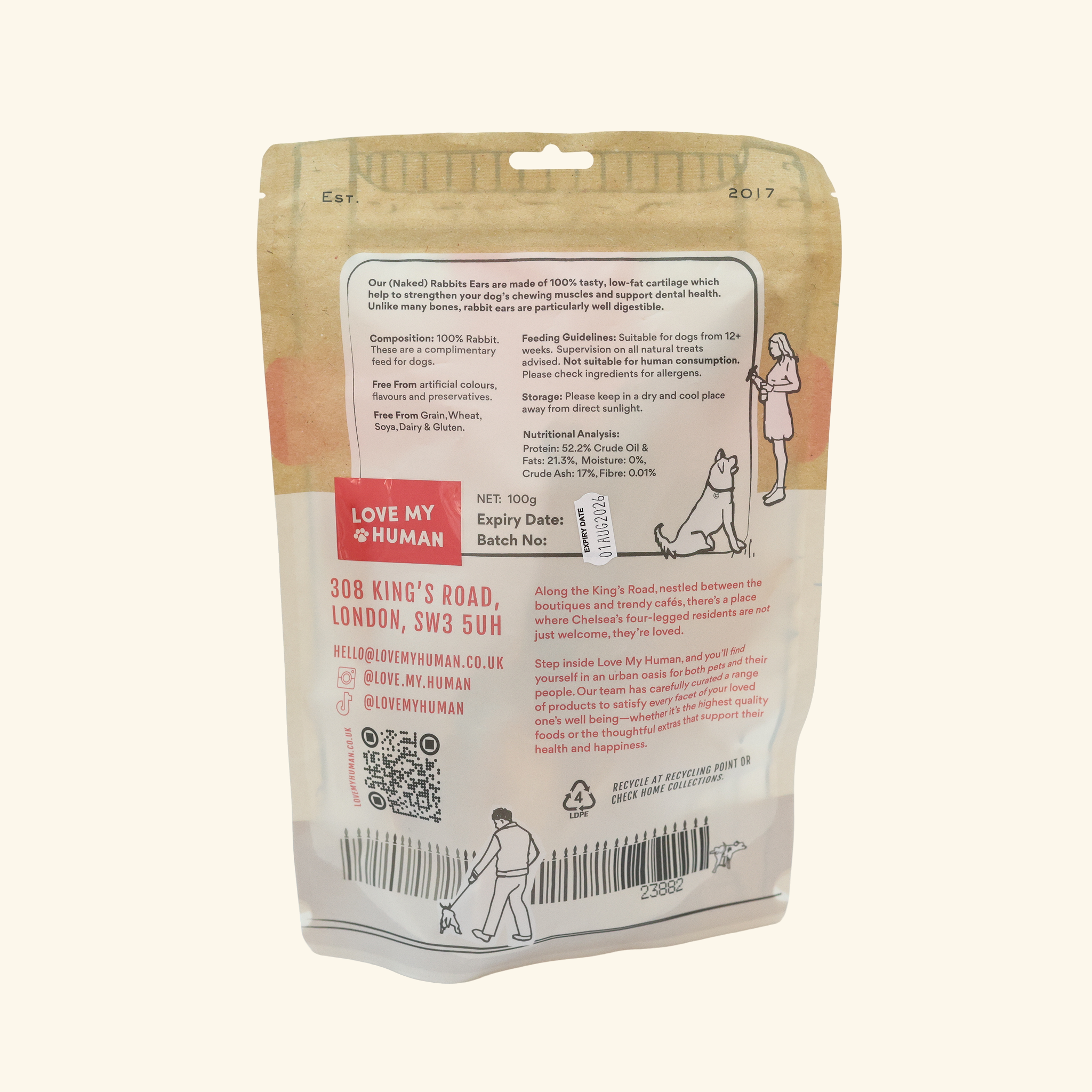 Love My Human - Wholesale Pet Treats - Dog - Natural Rabbit Ears - Love My Human1