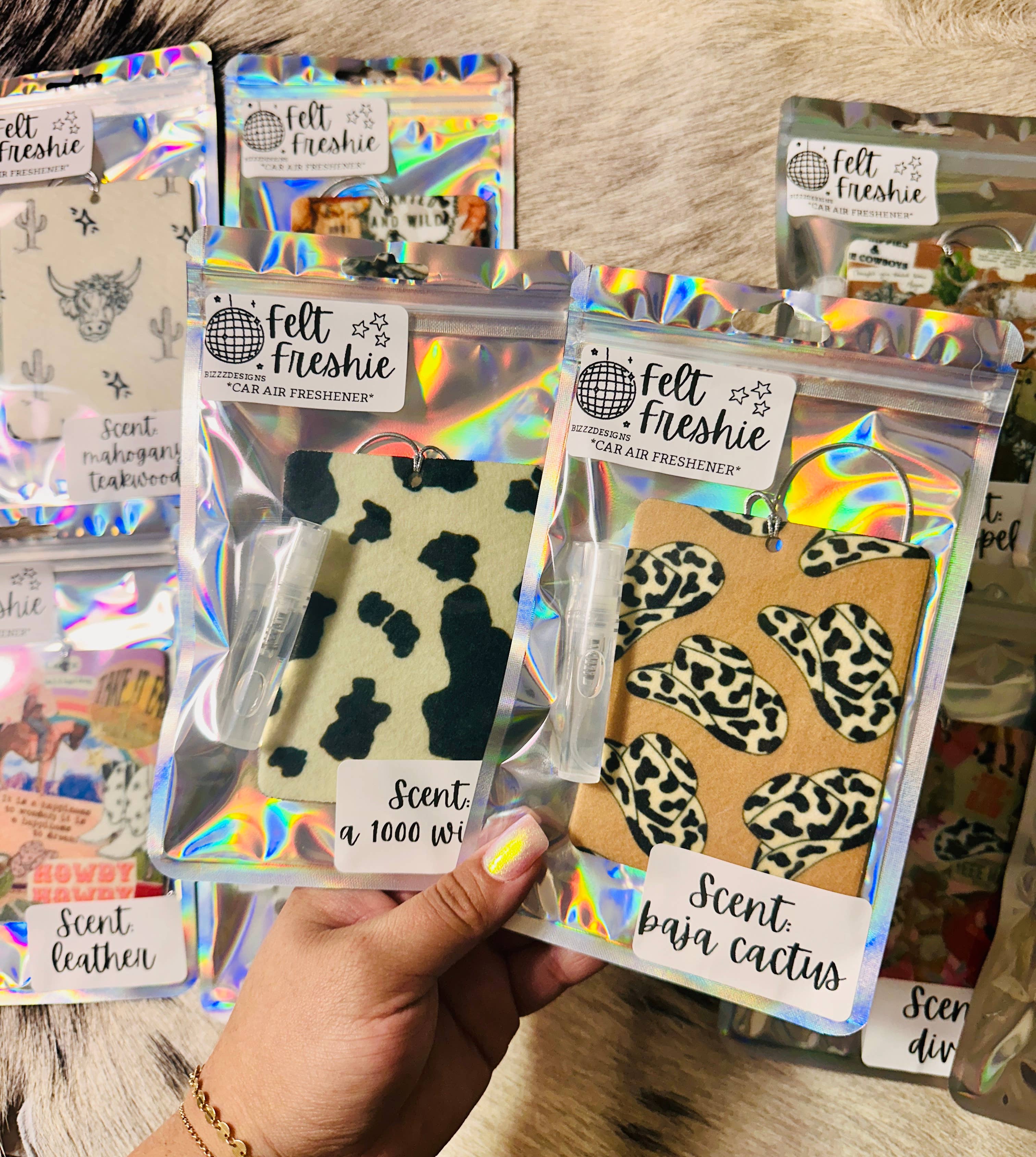 Bizzz Designs - Wholesale Car Freshener - Women's - Western Punchy Felt Freshie Bundle of 10 | Air Freshener10