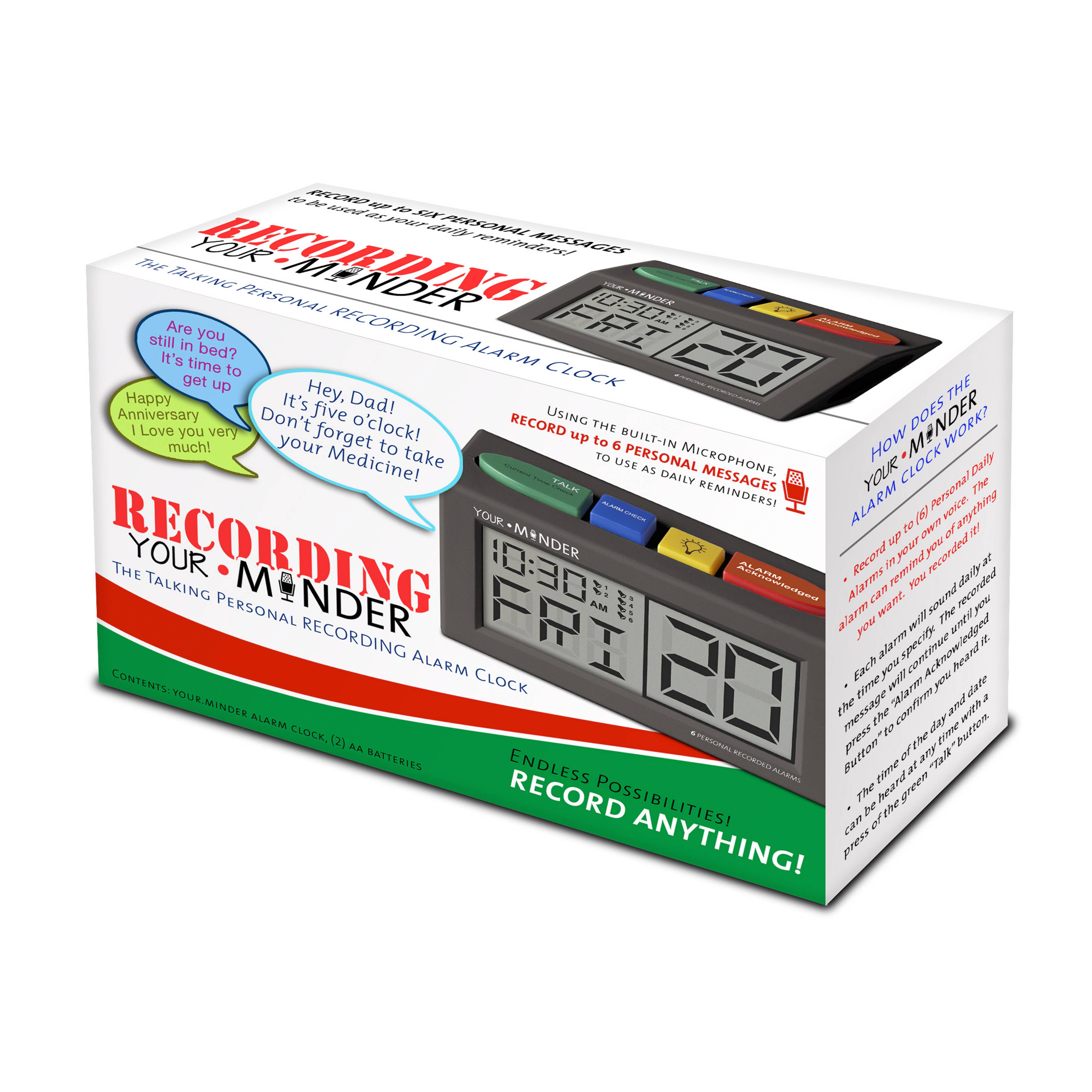 Medcenter Systems - Wholesale Alarm Clock - MedCenter Your Minder Recordable Talking Reminder Clock1