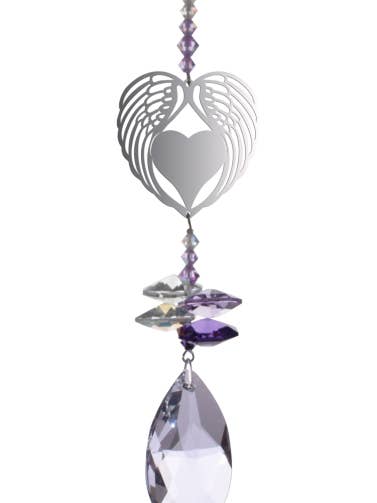 Crystal Fantasy Herz mit Engelsflügel, Violett für den Großhandel von Wild Things Gifts Ltd