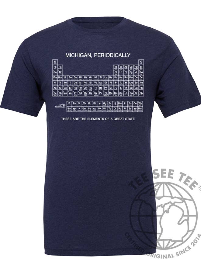MI Michigan Table Of Elements Unisex T-Shirt for wholesale by Idea Farm LLC