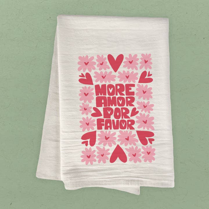 More Amor - Valentine's Cotton Tea Towel for wholesale by Boheme Bliss