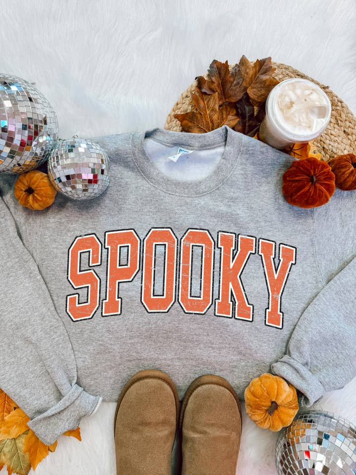 Halloween-Sweatshirt im Distressed Herbst Halloween gruselig für den Großhandel von Broke Babes Wholesale