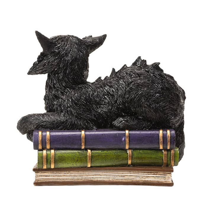 Pacific Trading - Venta al por mayor Figura decorativa - Gato Negro Místico Malvado sobre Libros con Ojos LED