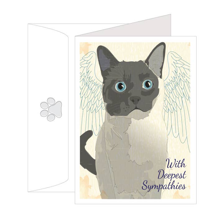 Carte de vœux vierge à l'intérieur du chat - Sympathies pour la vente par ArtzyDog Studio