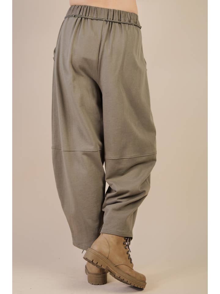 VERY J - Wholesale Pants - Women's - NP70814-Braid Waist Strip Barrel Pants8
