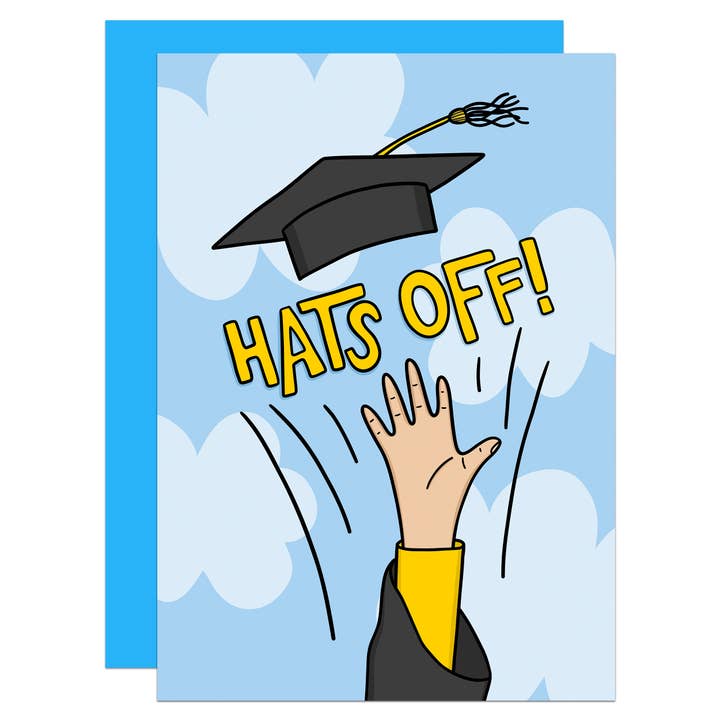 Hats Off Graduation A6 Card for wholesale by TeePee Creations
