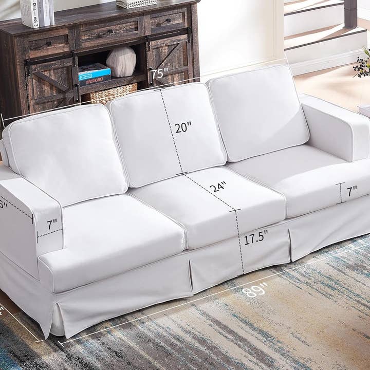 Oversized Slipcovered Couch with Washable Cover, White Linen for wholesale on Faire
