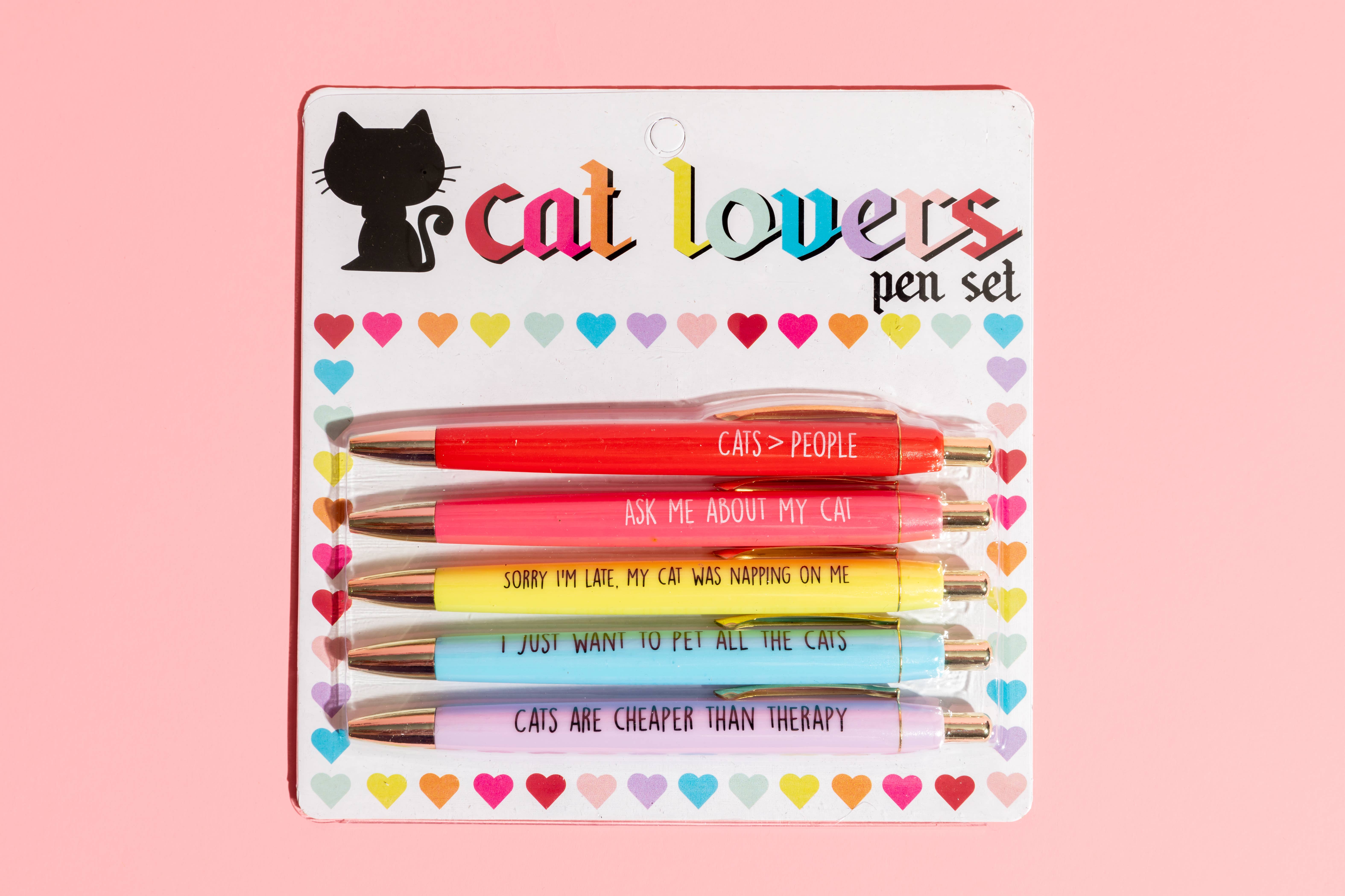 FUN CLUB - Vente Stylos - Ensemble de stylos pour amoureux des chats (cadeaux amusants, stylos, printemps, papeterie)2