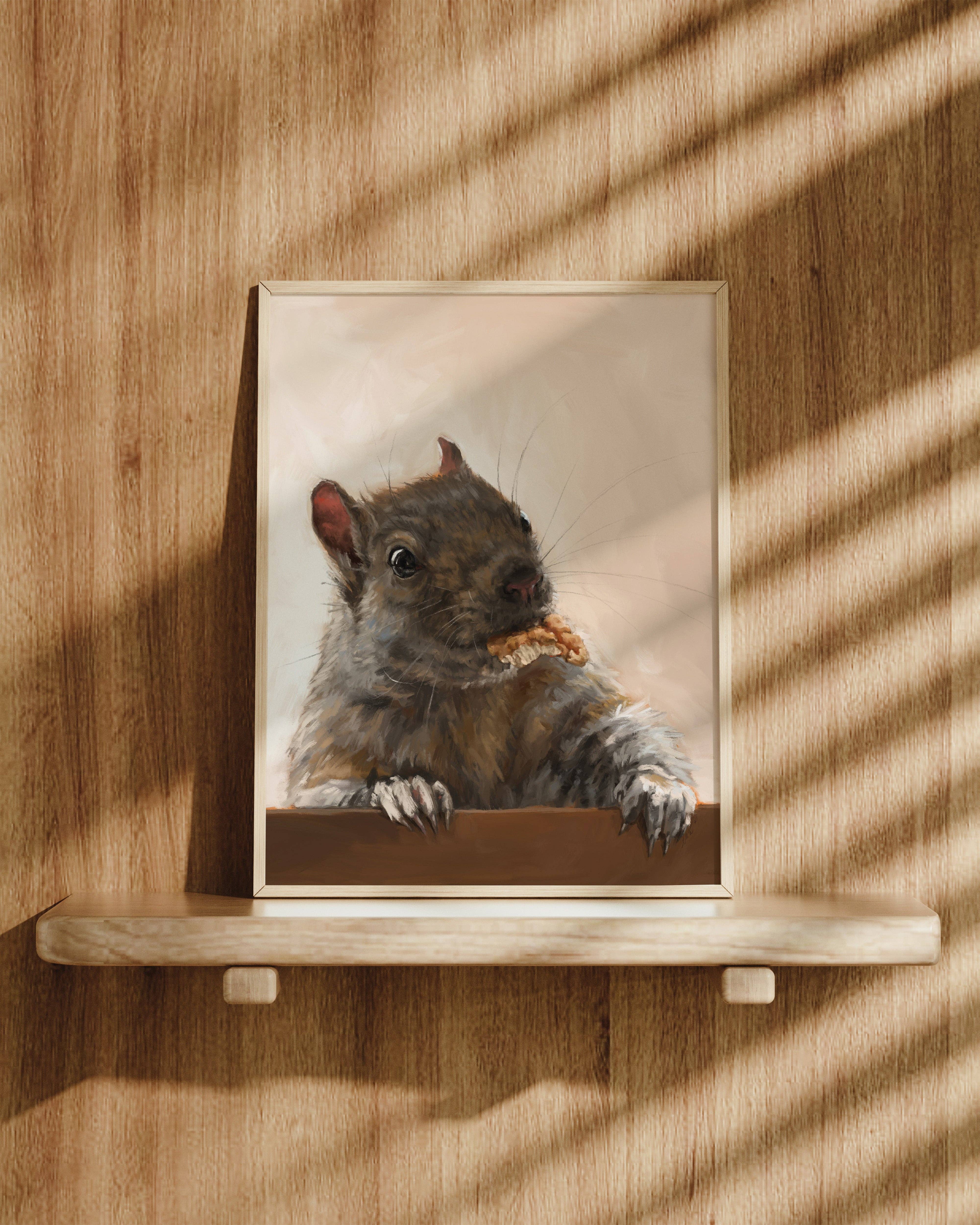 The Ugly Cat Studio - Wholesale Art Print - Grey Squirrel with a Walnut Fine Art Print25