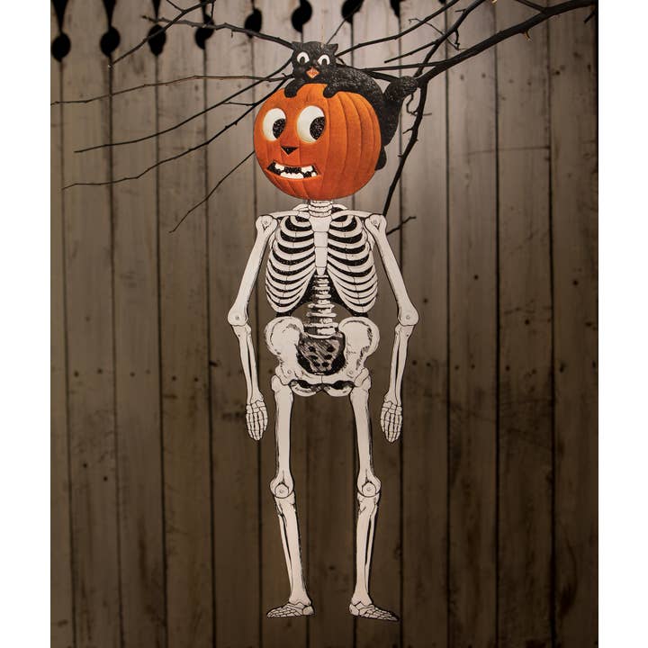 Bethany Lowe Designs - Wholesale Decorative Figurine - Jack & Cat Hanging Skeleton