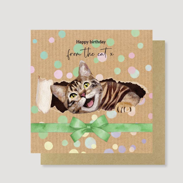 From the cat hand painted birthday card - Eco Friendly! for wholesale by Heather Trefusis Art - Greeting Cards (*US Duties Paid*)