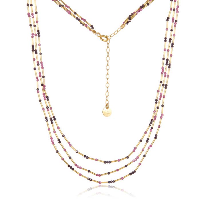 Mehrstrangige Saphir-Rubin-Röhrenkette für den Großhandel von Mabel Chong