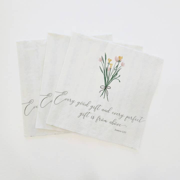 James 1:17 Every Good Gift Scripture Napkins – 20 Count for wholesale by Pearls of Parchment