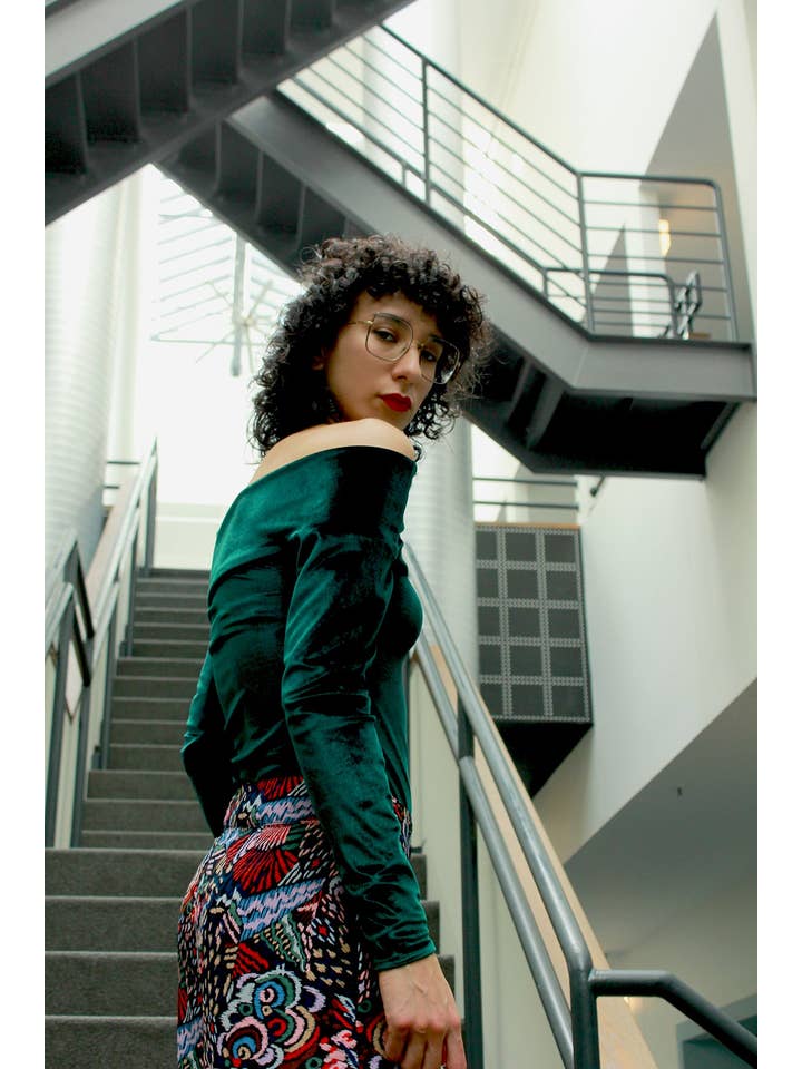 Rachel Walters Collection - Wholesale Blouse - Women's - Green Velvet Hazel Top3