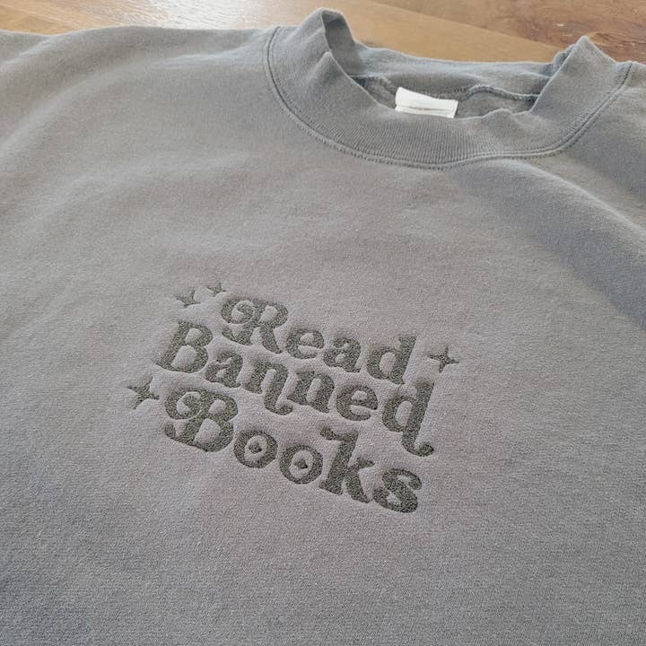 Penelope Annen Design - Wholesale Sweatshirt - Women's - Embroidered Read Banned Books | Cheeky Book Lover Sweatshirt3