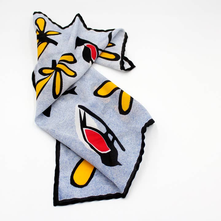 Matilde Beldroega - Wholesale Handkerchief - Unisex - 100% silk scarf - Little Birds Dancing - small7