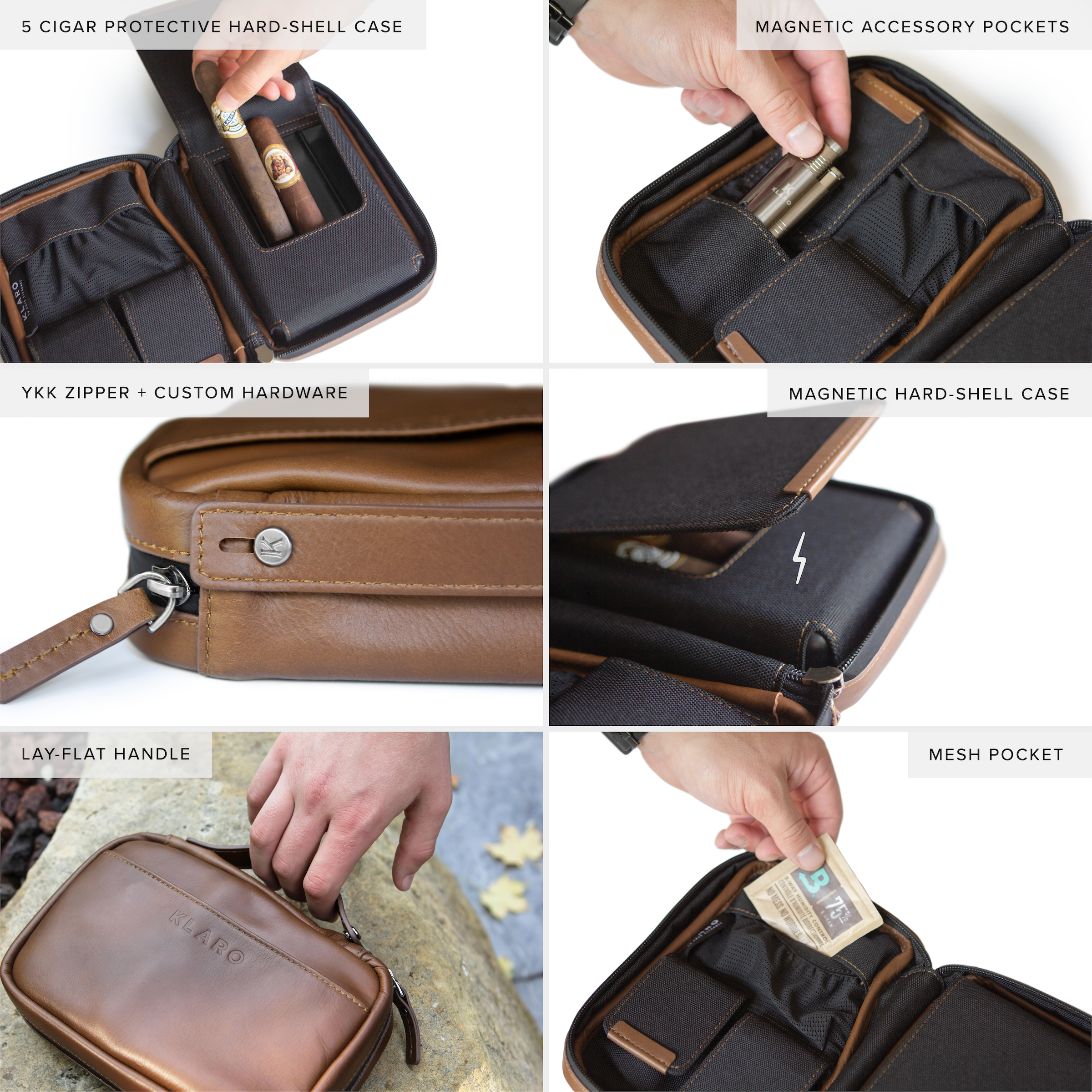Case Elegance - Wholesale Humidor/Cigar Accessory - Brown Flint Travel Leather Cigar3