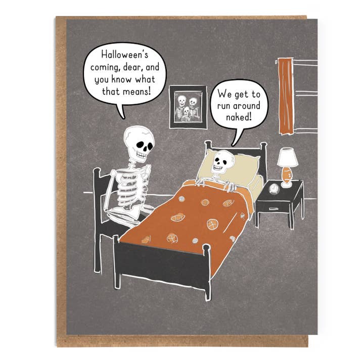 A Zillion Dollars - Wholesale Halloween Card - Funny and Cute Halloween Card; Naked Skeleton; Playful Hallo